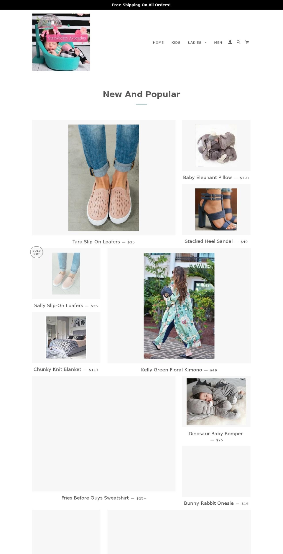 strawberryavocados.com shopify website screenshot