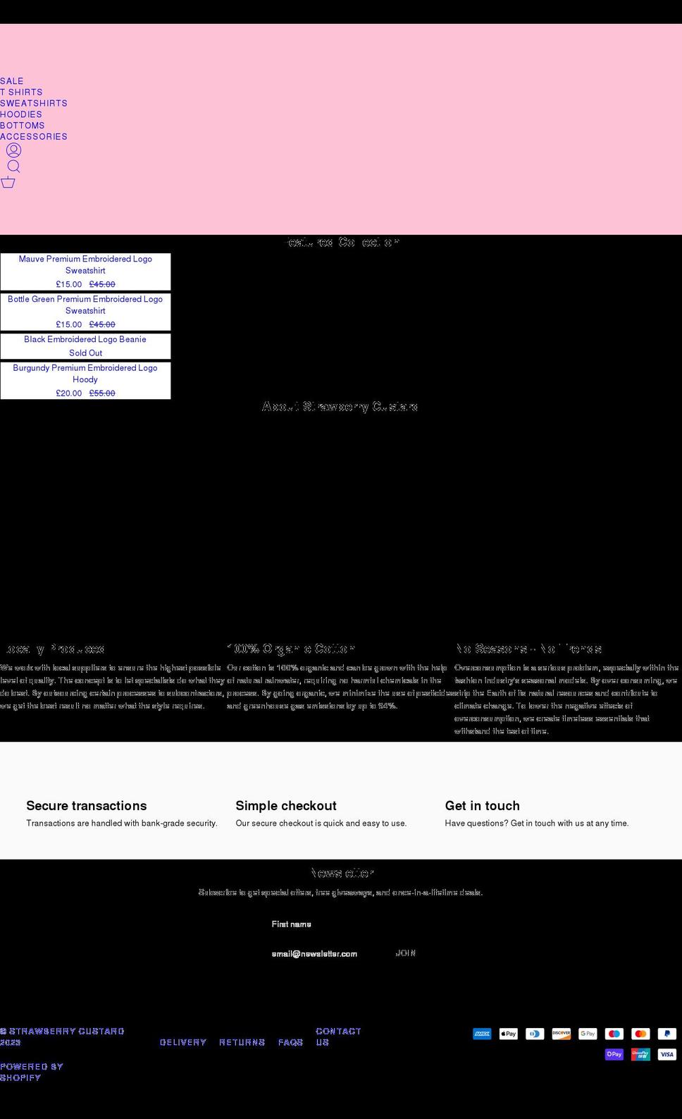 strawberrycustard.com shopify website screenshot