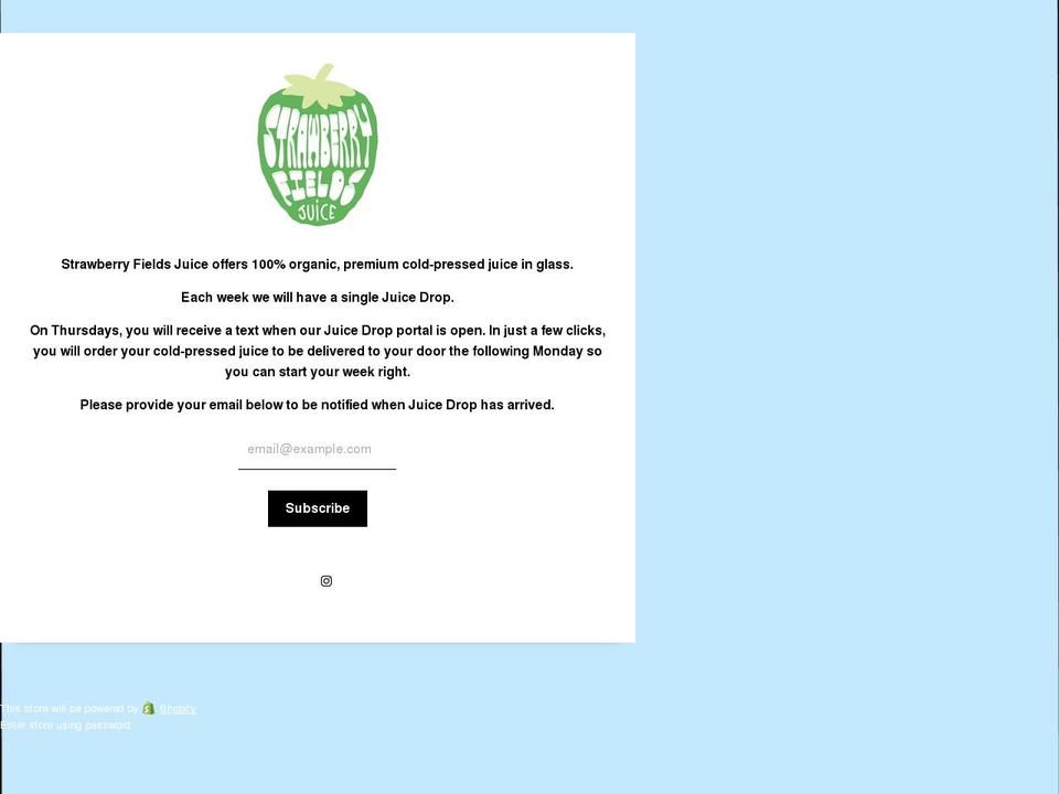 strawberryfieldsjuice.com shopify website screenshot