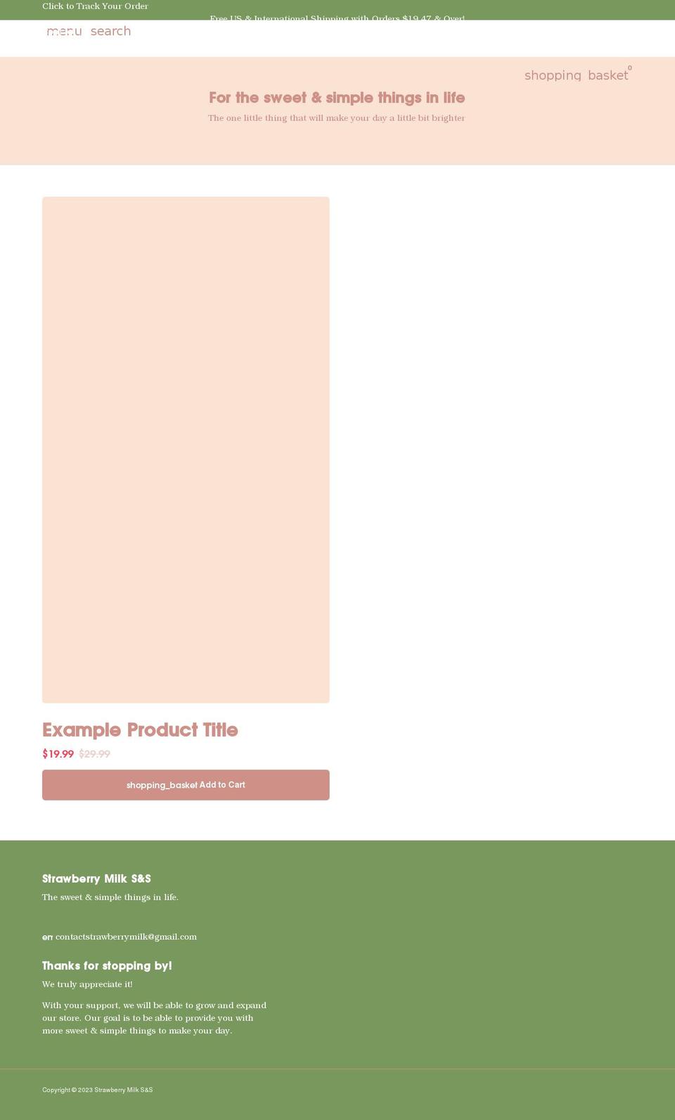 strawberrymilkstore.com shopify website screenshot