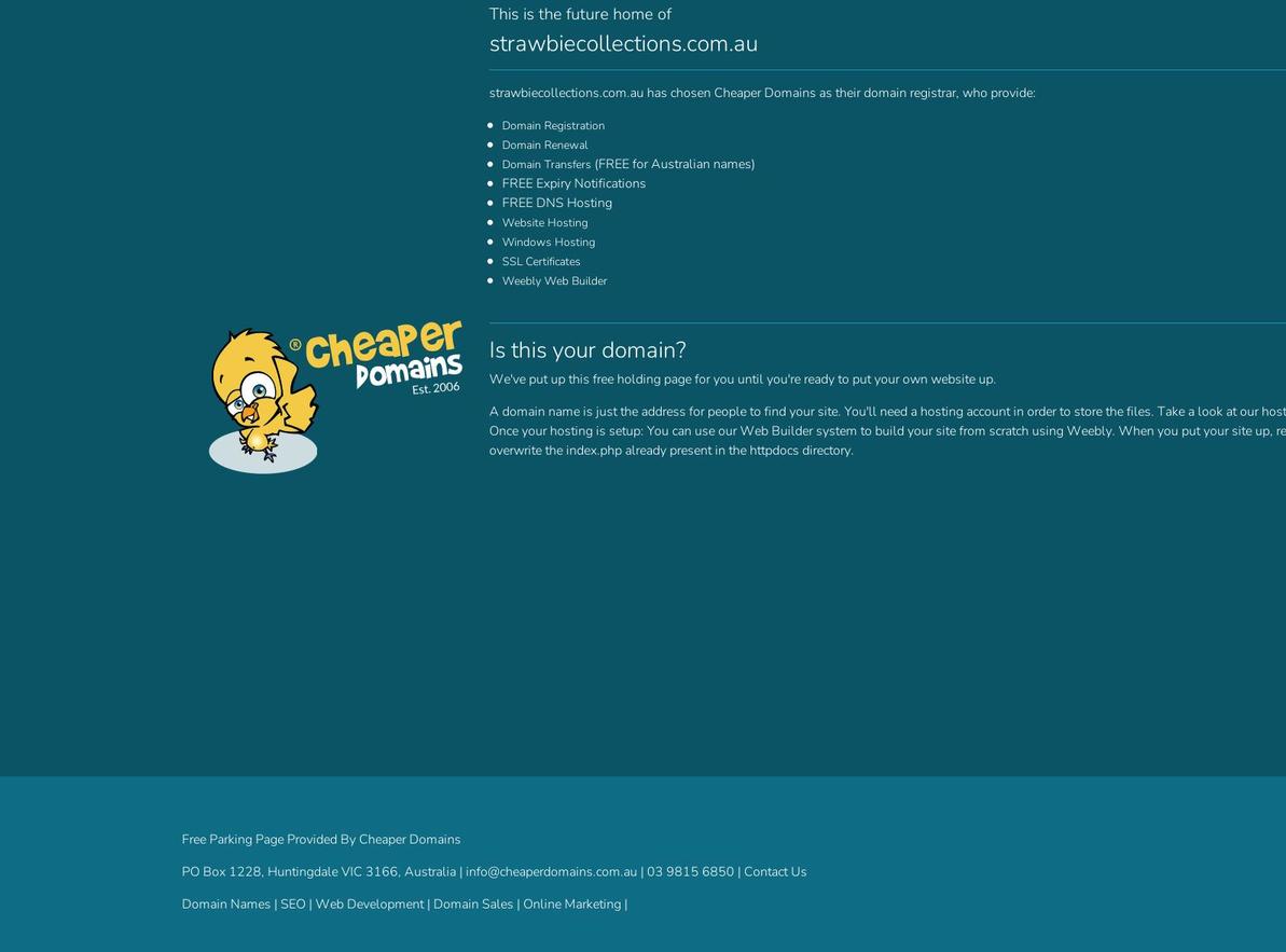 strawbiecollections.com.au shopify website screenshot