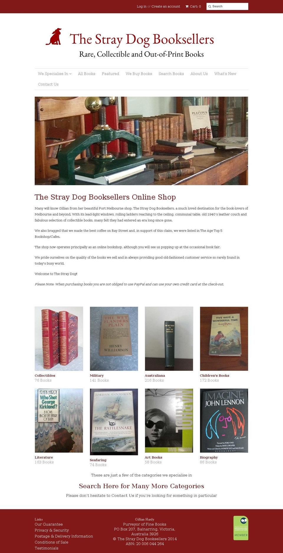 The Stray Dog Booksellers Shopify theme site example straydog.net.au