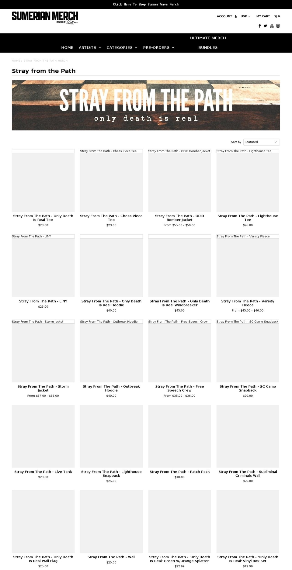 strayfromthepathmerch.com — Shopify storefront screenshot