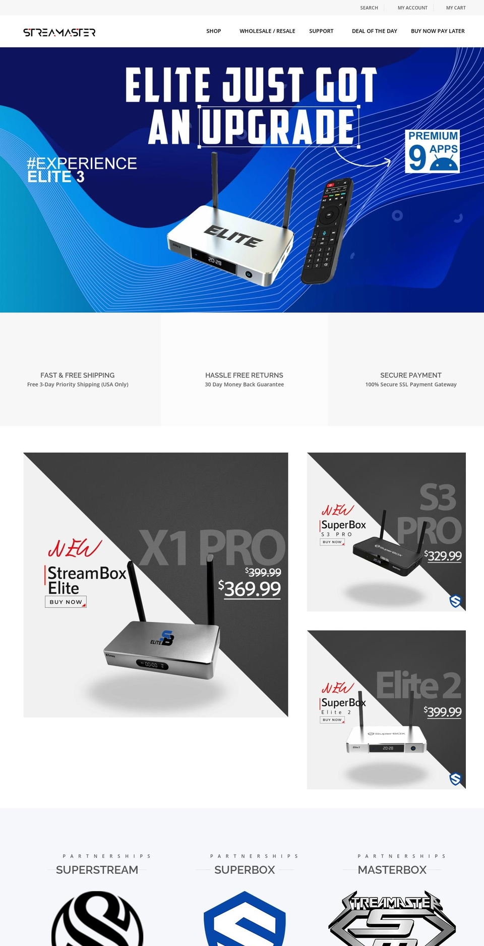 streamasterbox.com shopify website screenshot