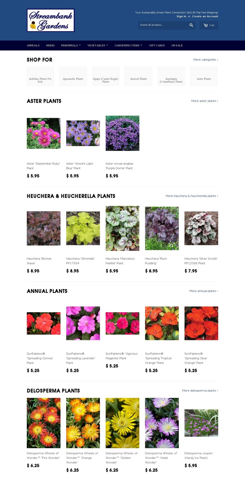 streambankgardens.com shopify website screenshot