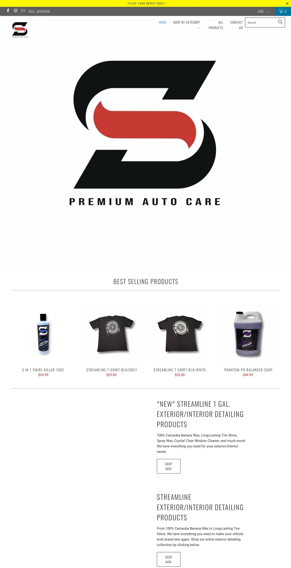 streamlinedetailingsupplies.com shopify website screenshot