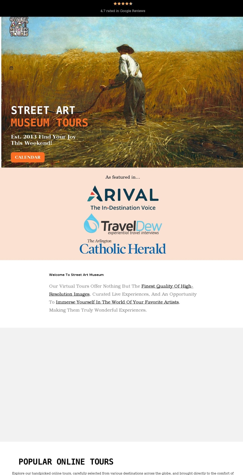 streetartmuseumtours.com shopify website screenshot