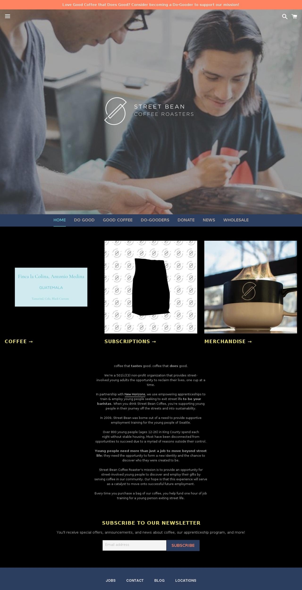 streetbean.org shopify website screenshot