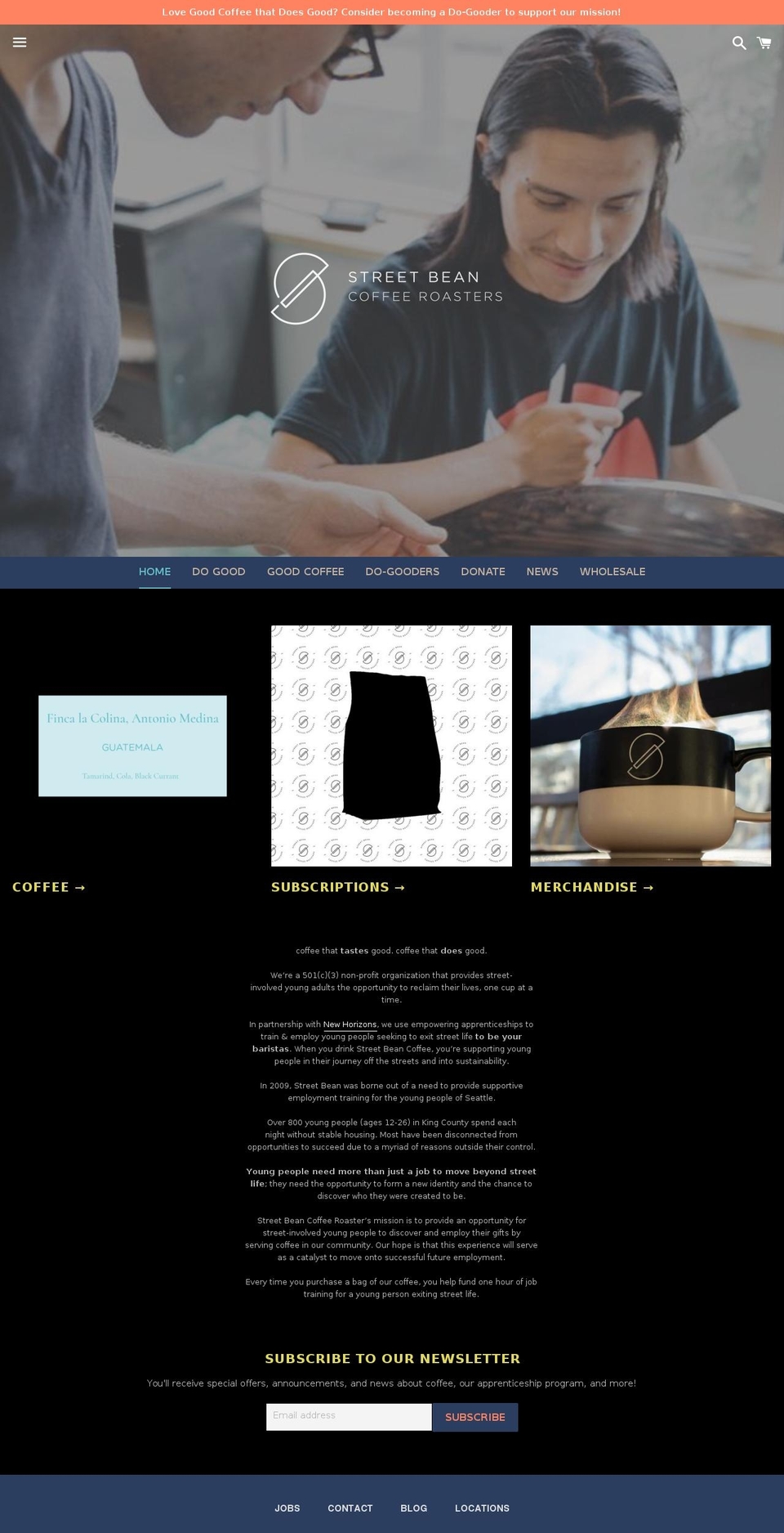 streetbeanespresso.org shopify website screenshot