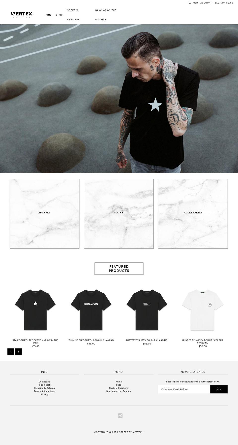 streetbyvertex.com — Shopify storefront screenshot