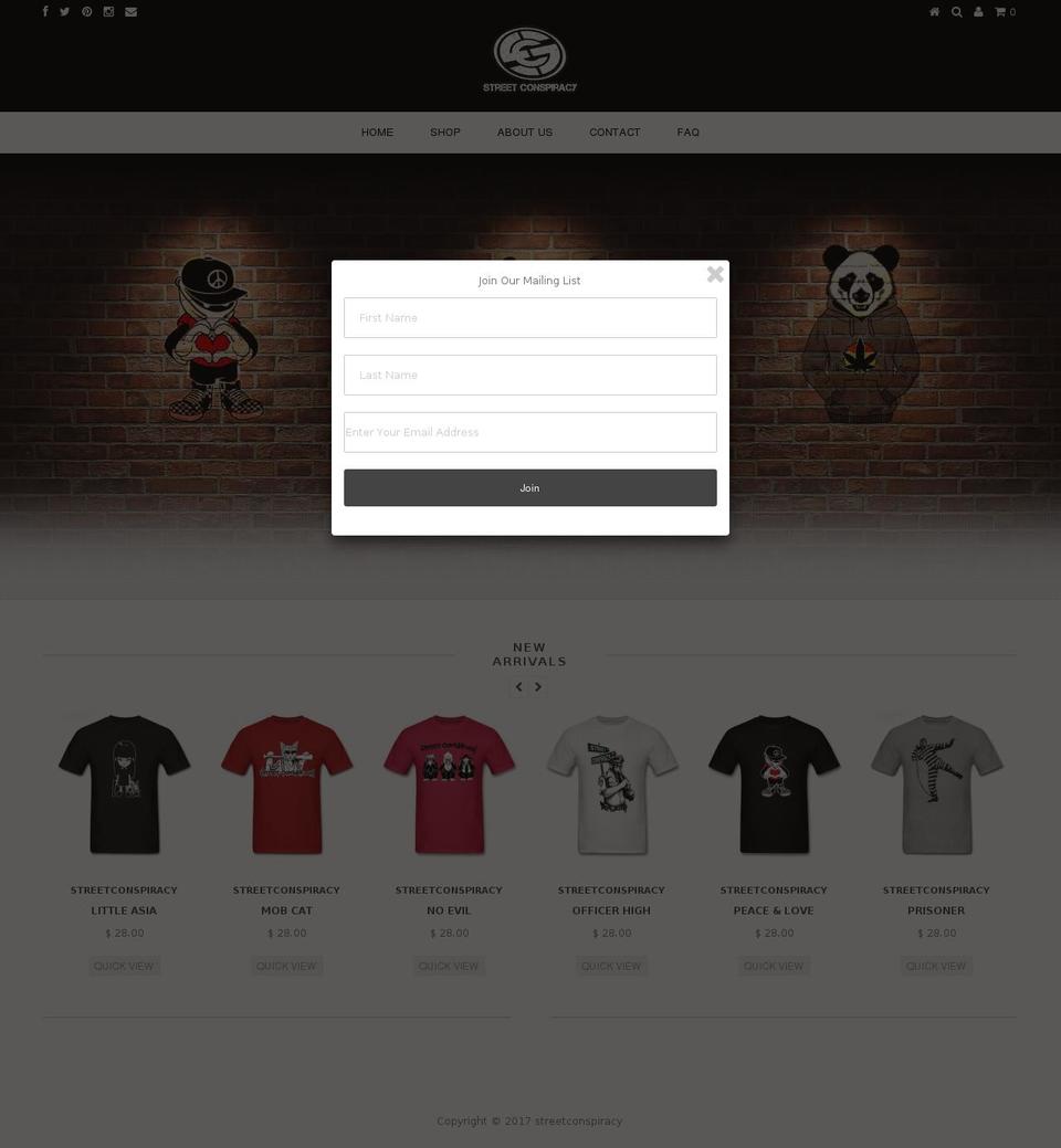 streetconspiracy.com shopify website screenshot