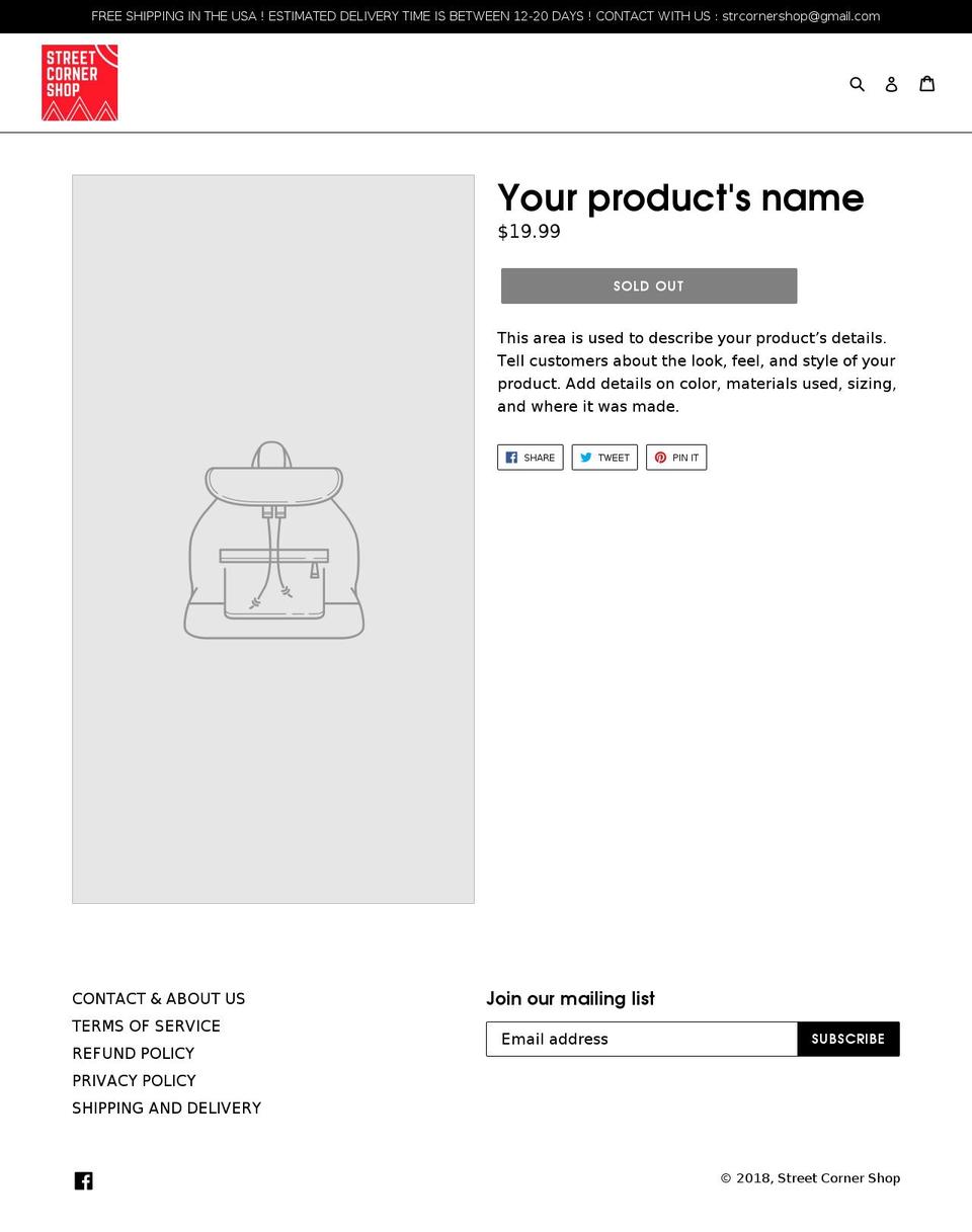 streetcornershop.com — Shopify storefront screenshot