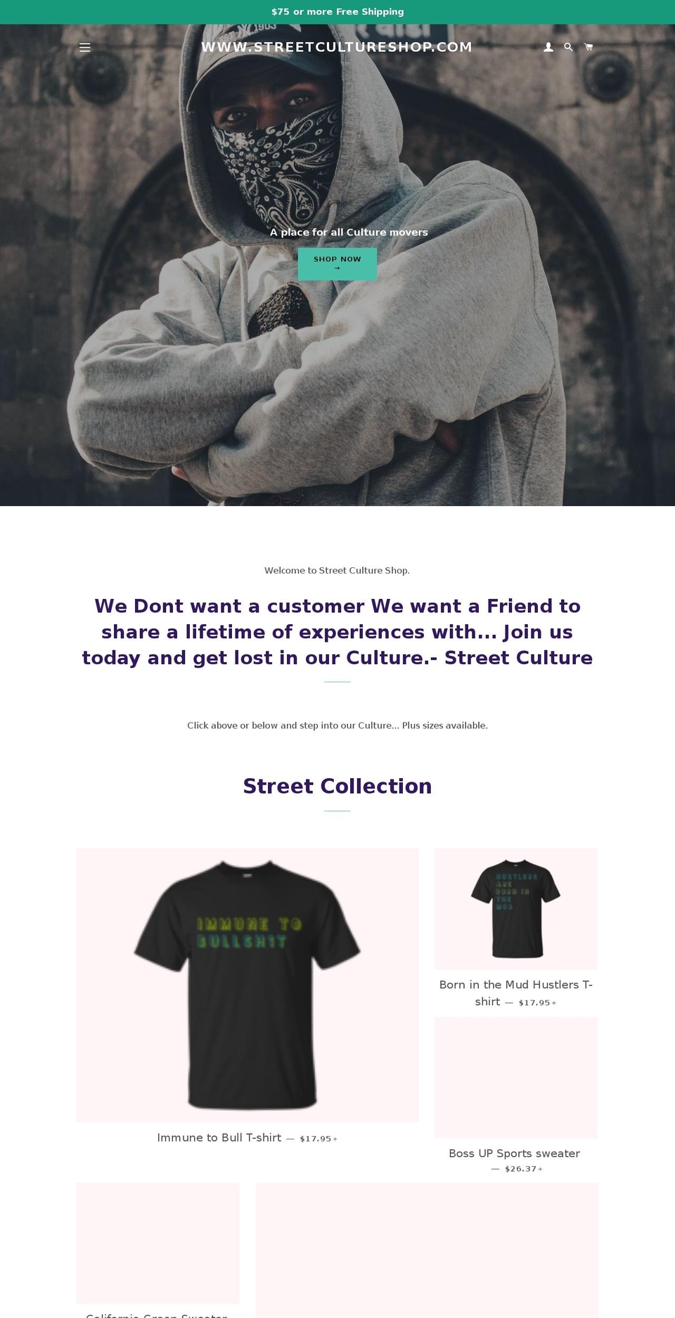 streetcultureshop.com — Shopify storefront screenshot