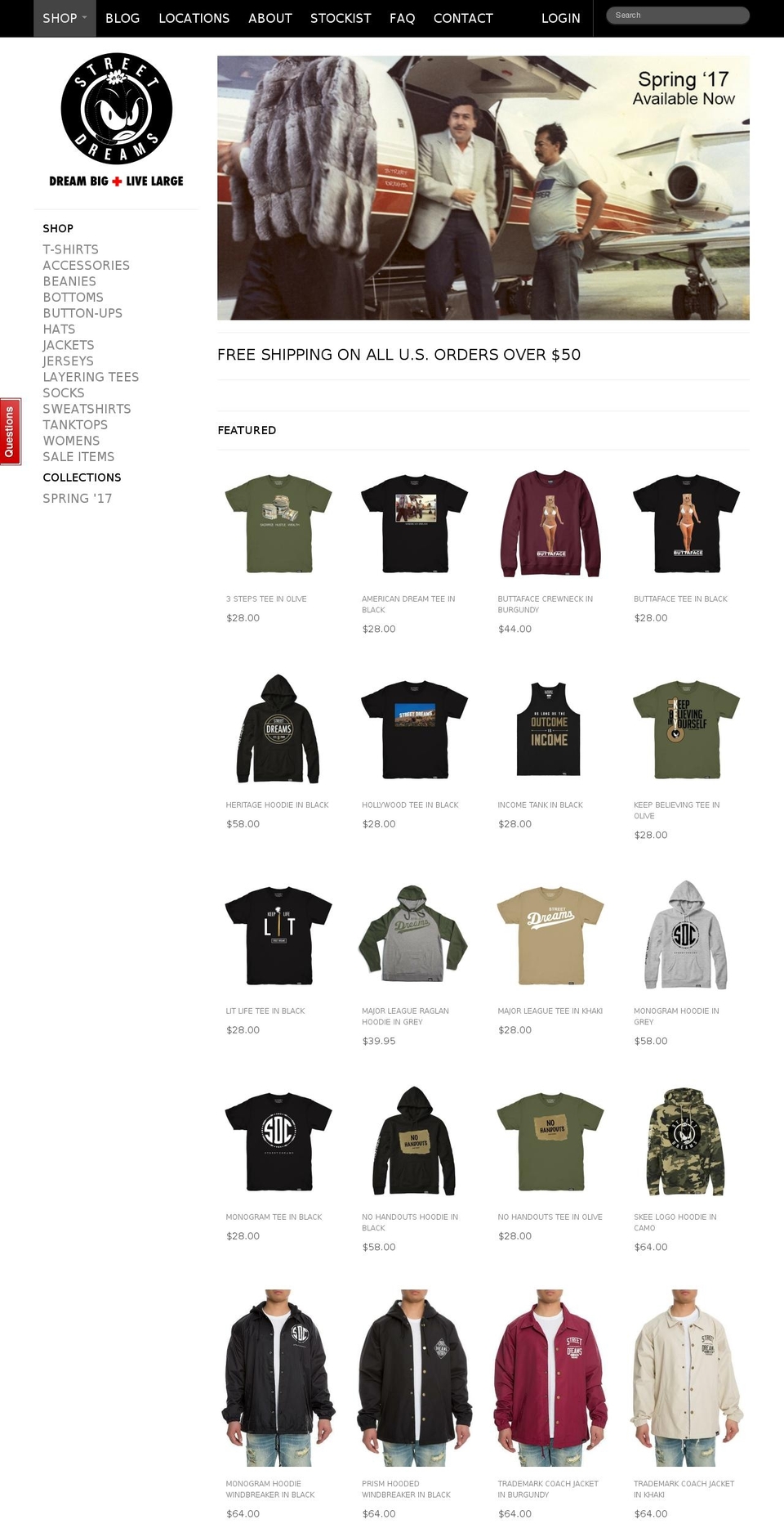 streetdreamsco.com shopify website screenshot