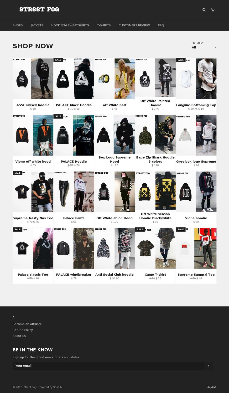 streetfog.xyz shopify website screenshot