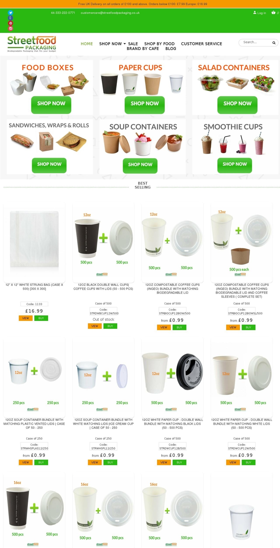 streetfoodpackaging.co.uk shopify website screenshot