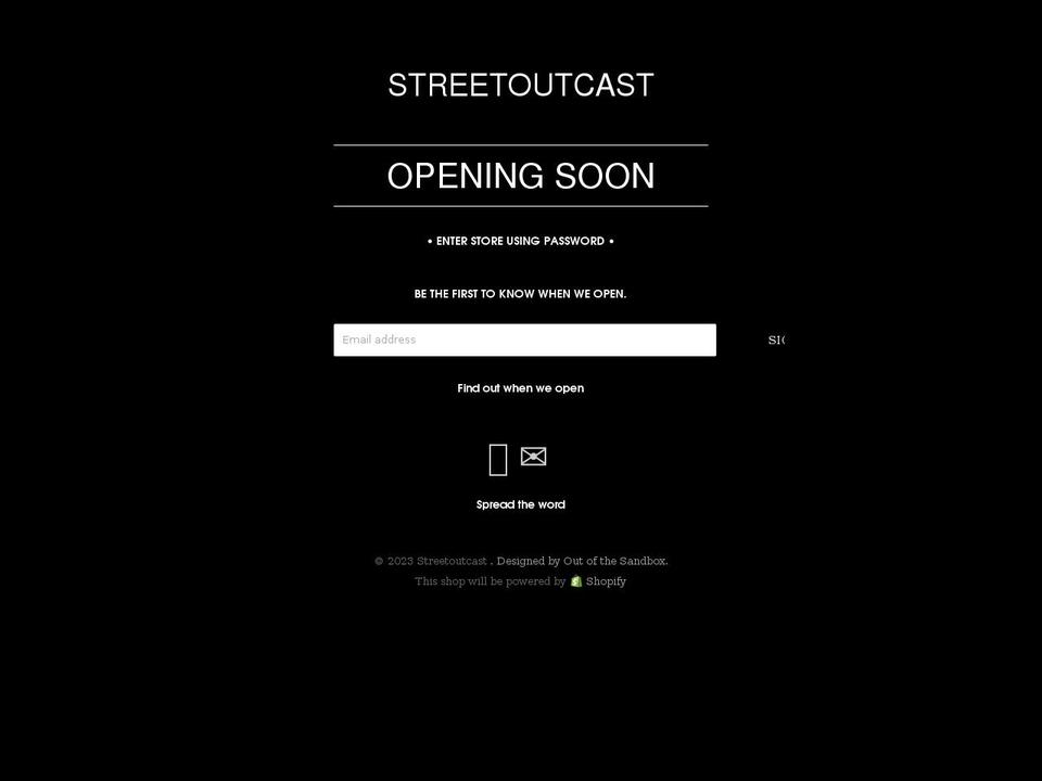 streetoutcast.com — Shopify storefront screenshot