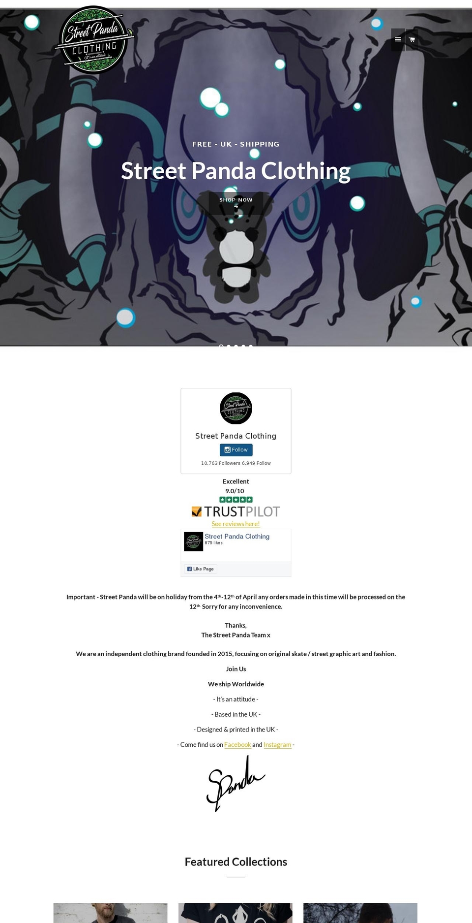 streetpandaclothing.com shopify website screenshot