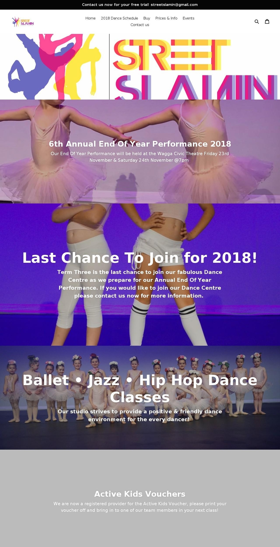 streetslamindancecentre.com — Shopify storefront screenshot