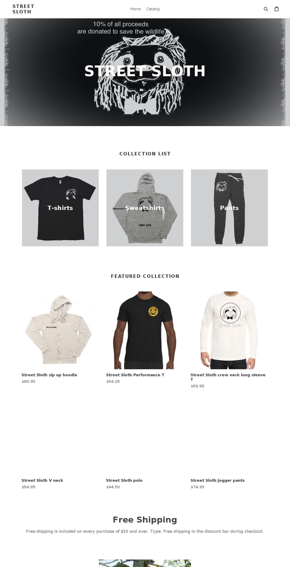 streetsloth.com — Shopify storefront screenshot