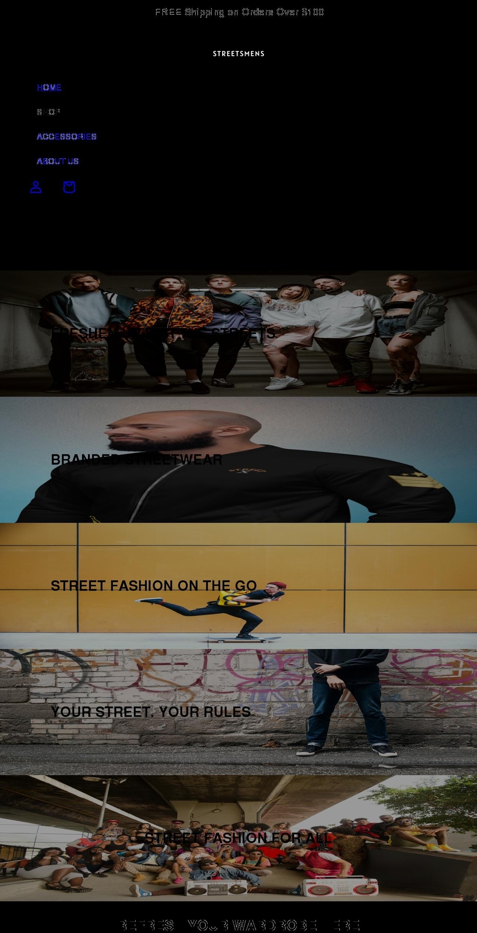 streetsmens.com shopify website screenshot