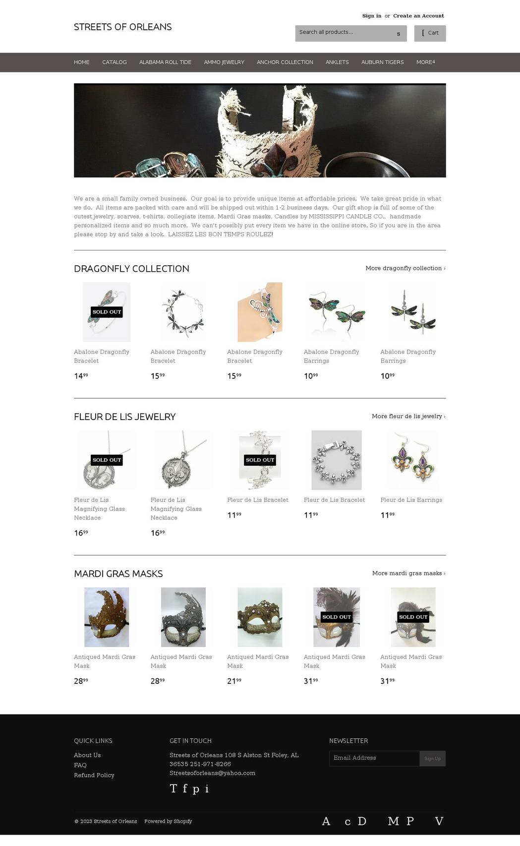 streetsoforleans.com shopify website screenshot