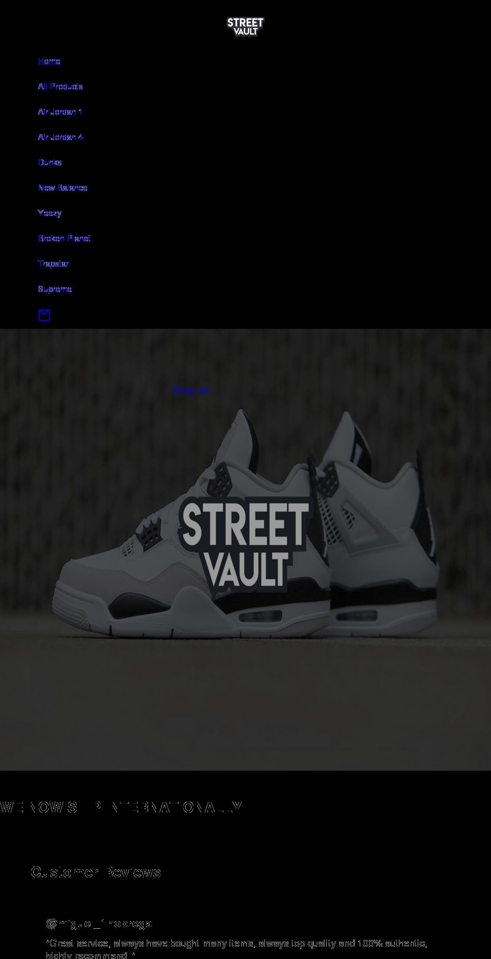 streetvault.co.uk shopify website screenshot