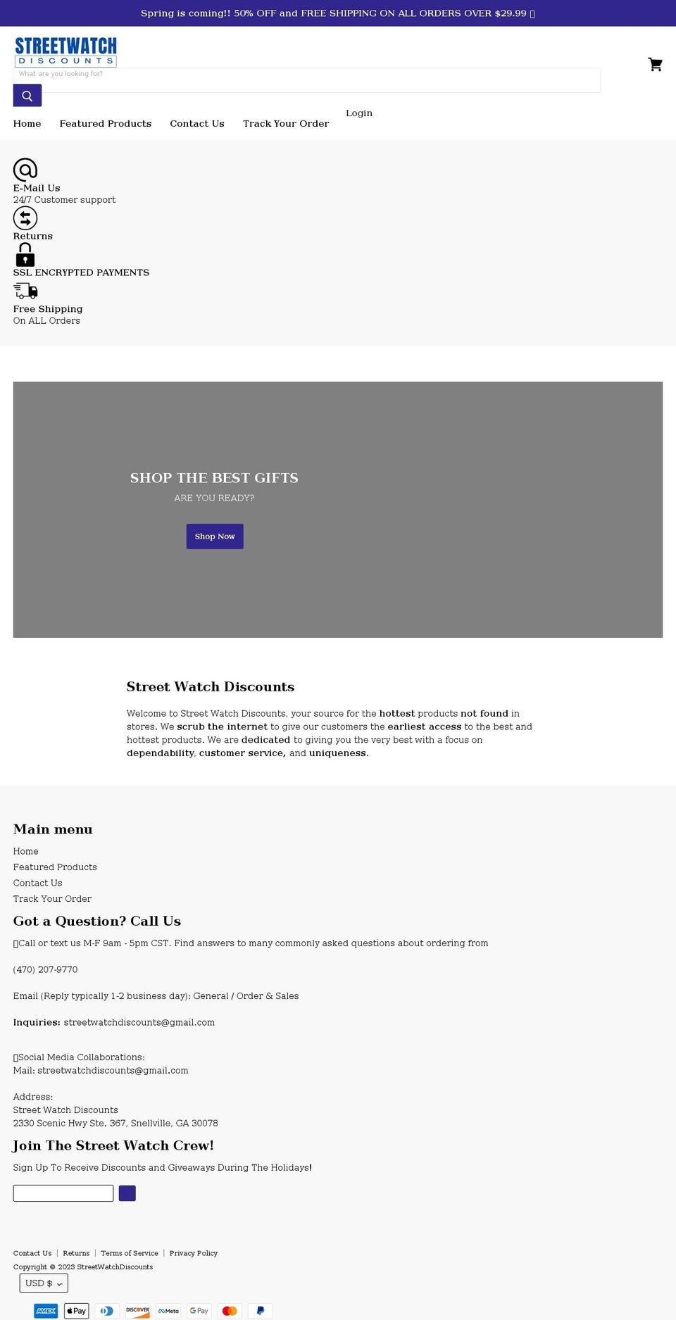 streetwatchdiscounts.com shopify website screenshot
