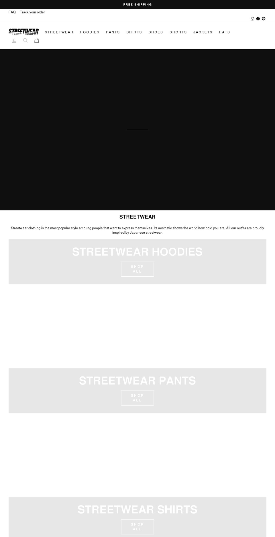 streetwear.store shopify website screenshot