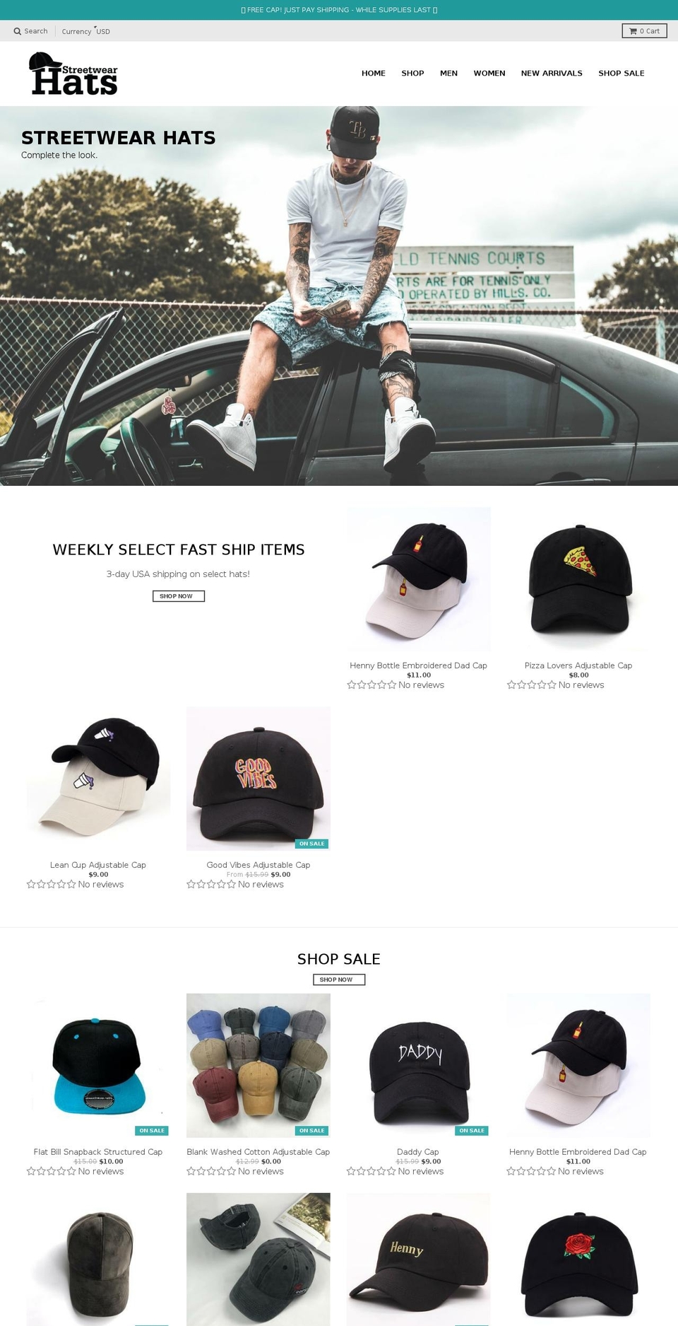 streetwearhats.com shopify website screenshot