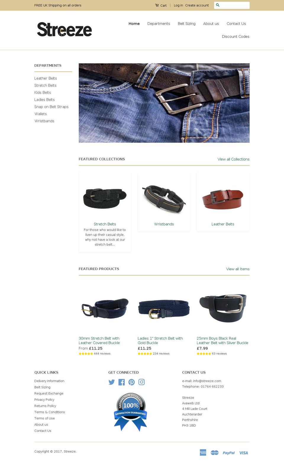 streeze.com shopify website screenshot