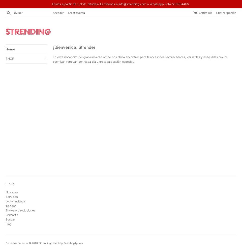 strending.es shopify website screenshot