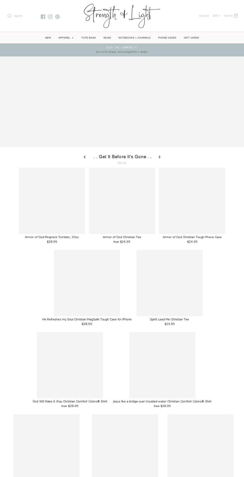 strengthandlight.com shopify website screenshot