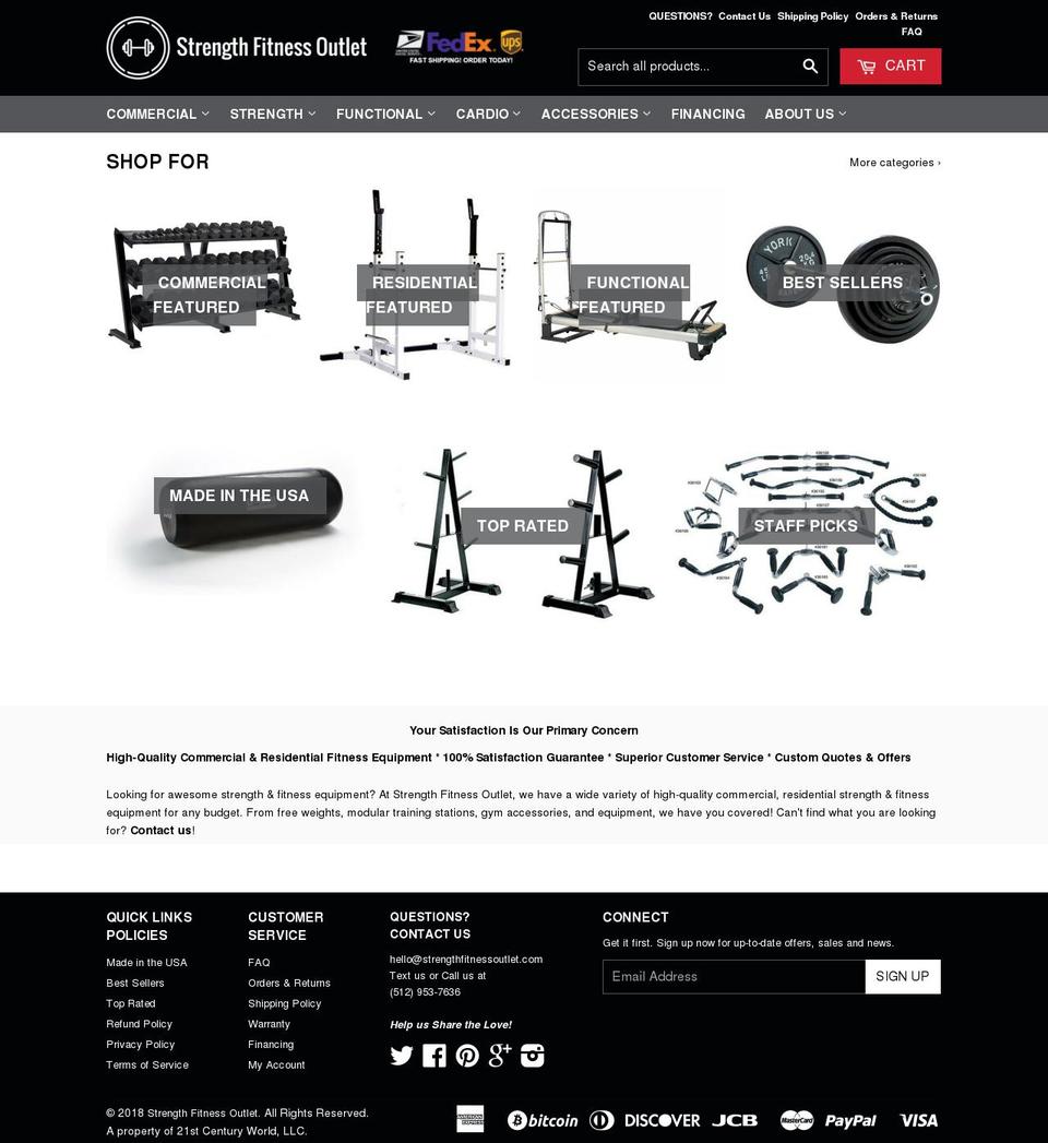 strengthfitnessoutlet.com shopify website screenshot