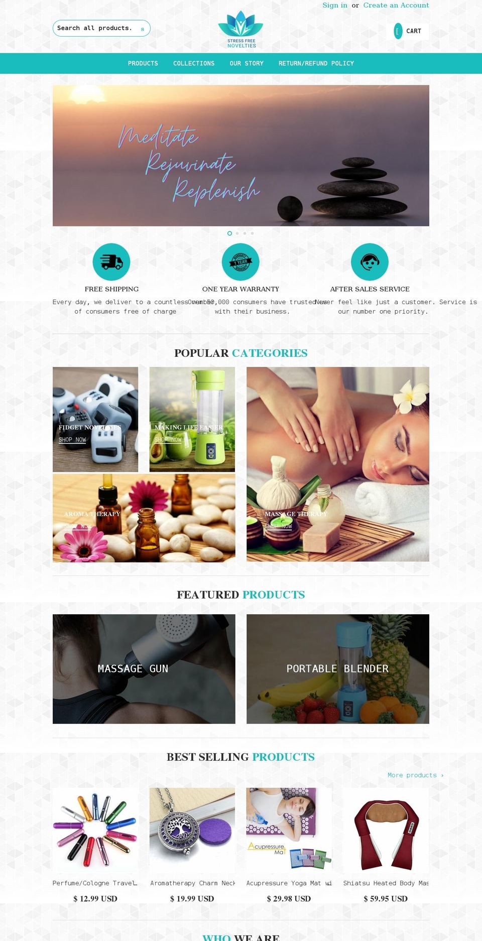 stressfreenovelties.com — Shopify storefront screenshot