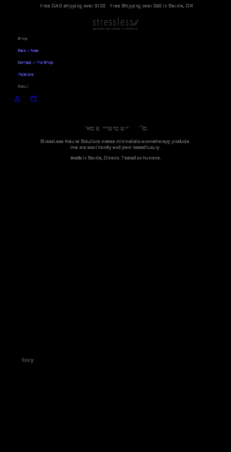 stresslessnaturalsolutions.com shopify website screenshot