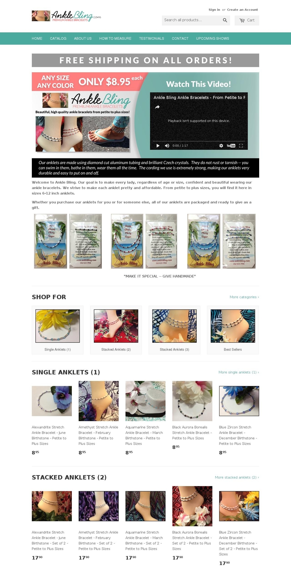 stretchanklebracelets.com shopify website screenshot