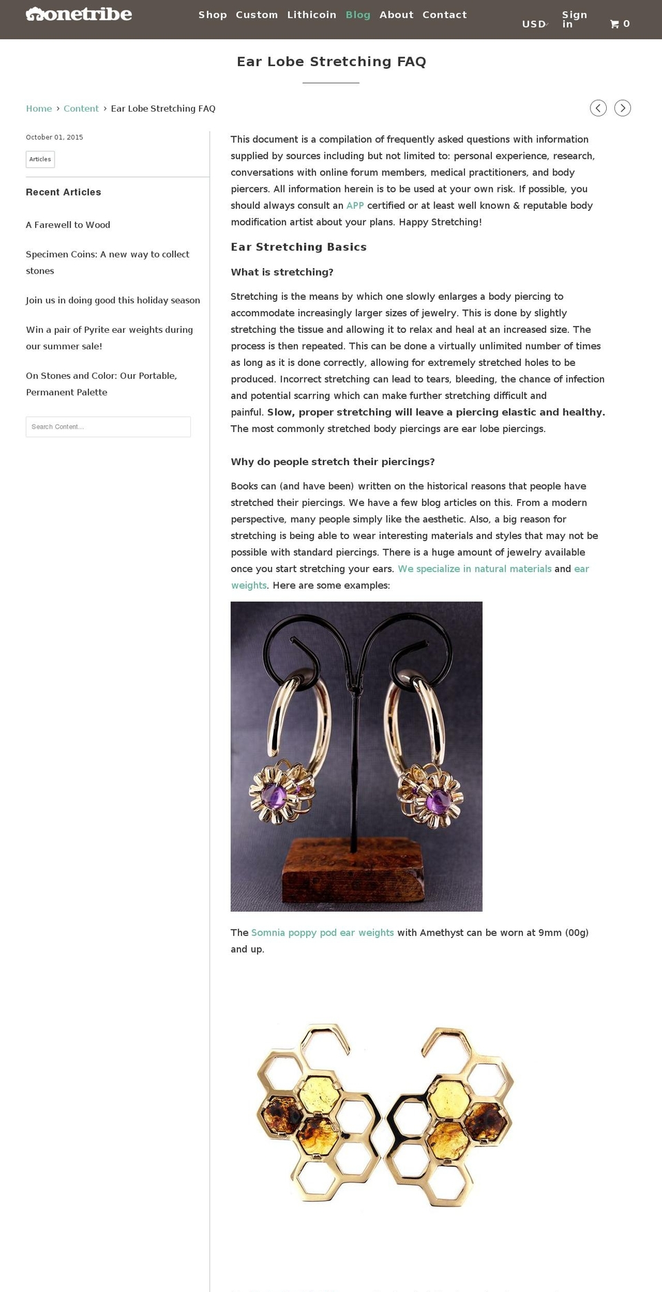 stretchedlobes.com shopify website screenshot