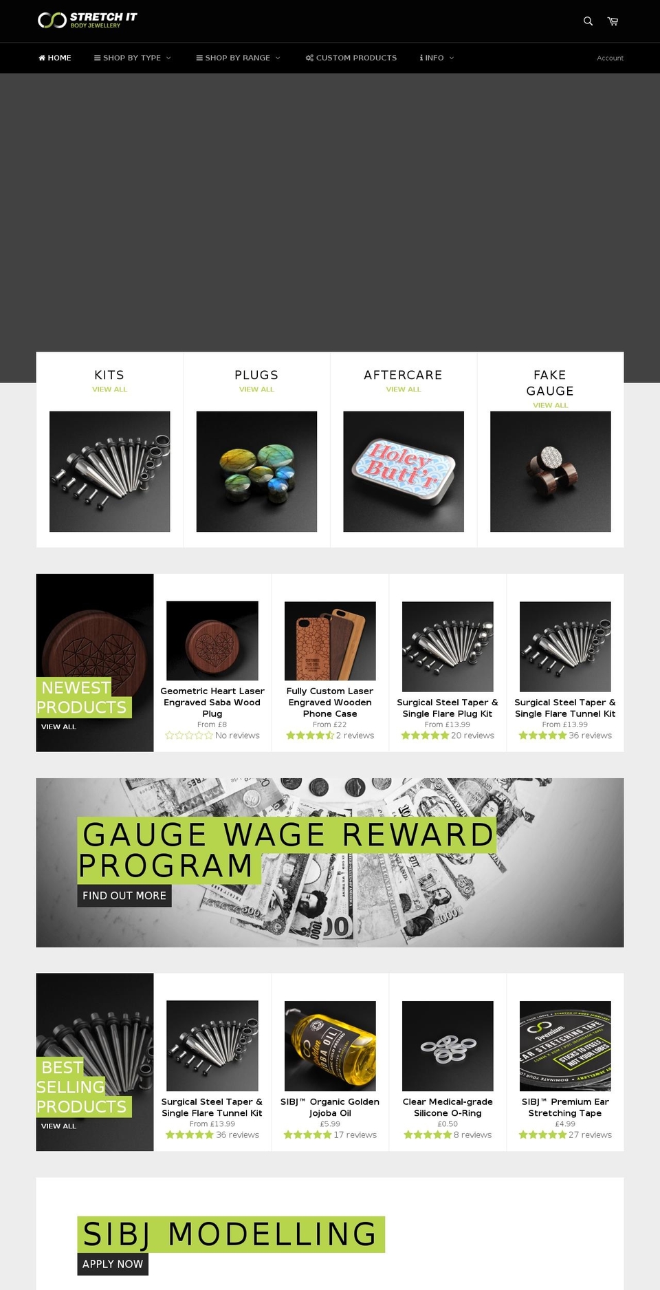 stretchitbodyjewellery.com shopify website screenshot