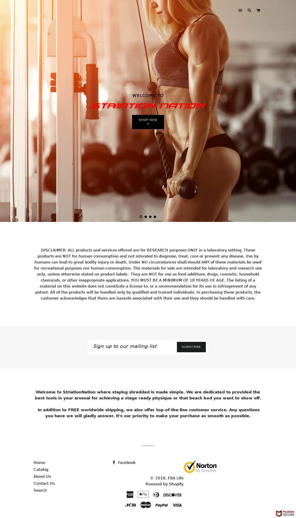 striation-nation.com — Shopify storefront screenshot