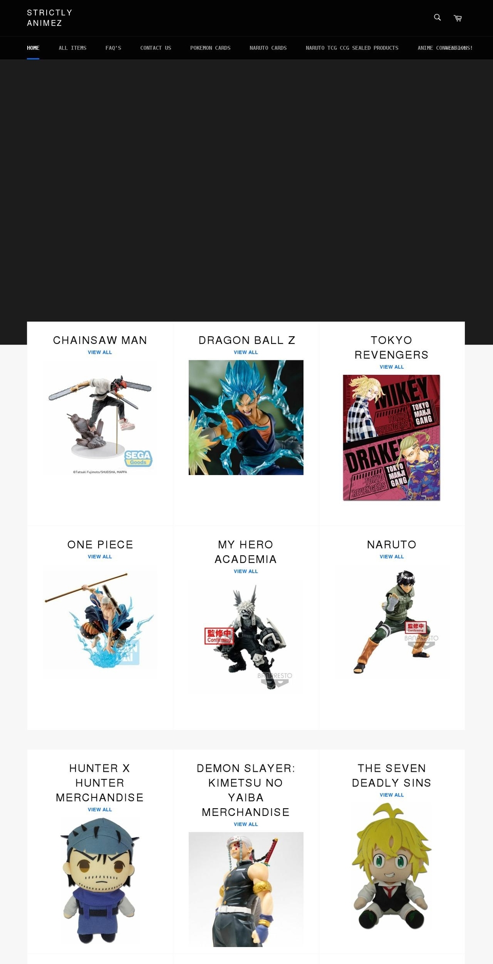 strictlyanimez.com — Shopify storefront screenshot