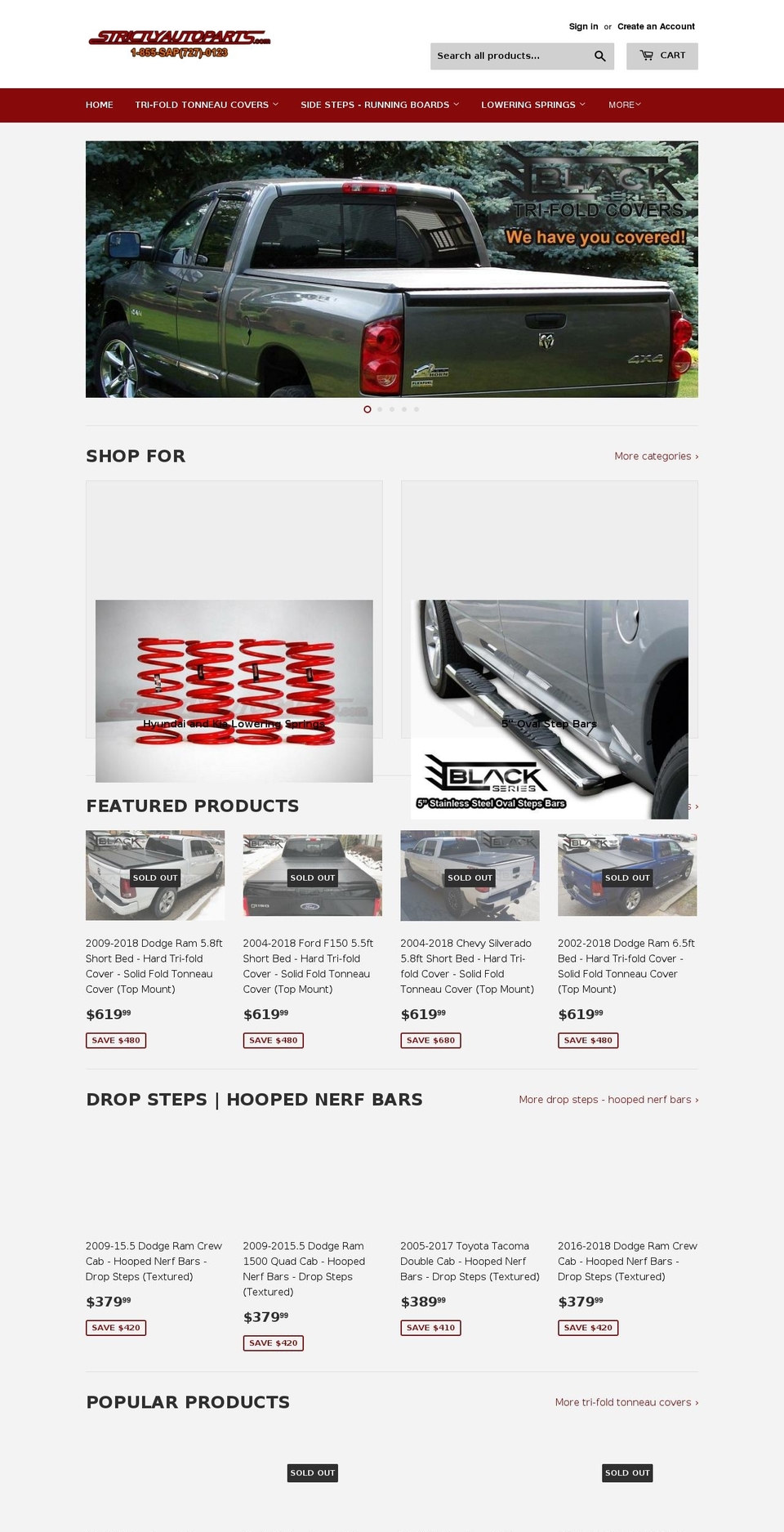 strictlyautoparts.com shopify website screenshot