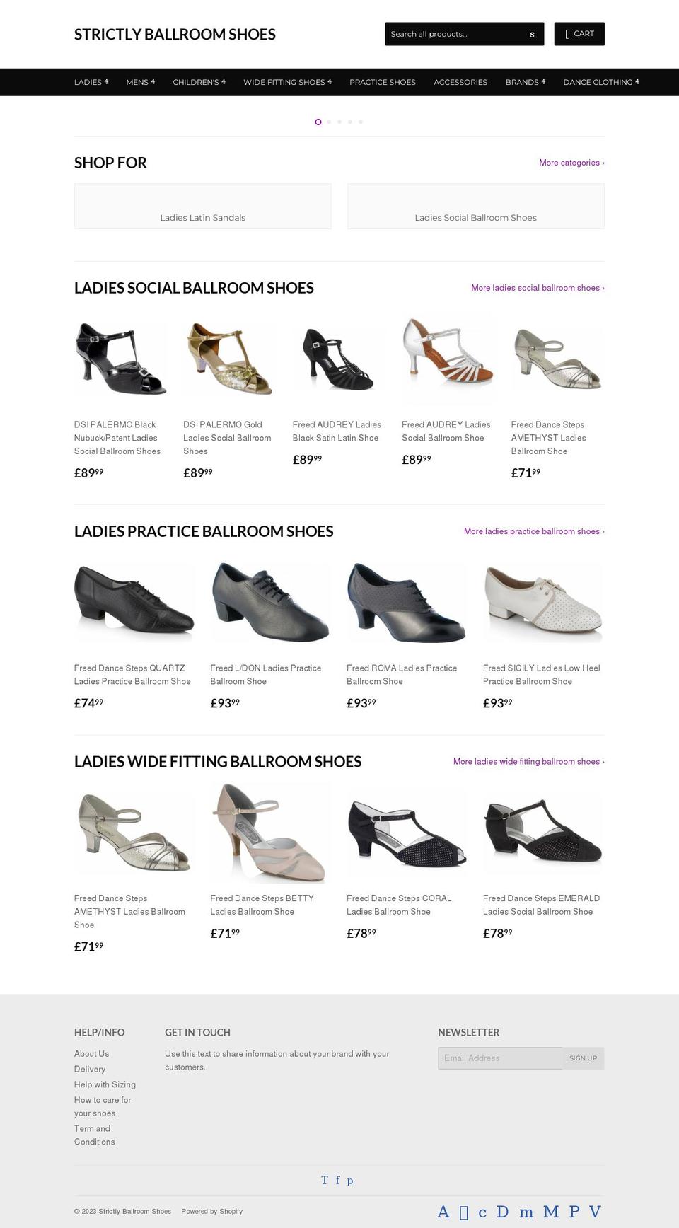 strictlyballroomshoes.co.uk shopify website screenshot