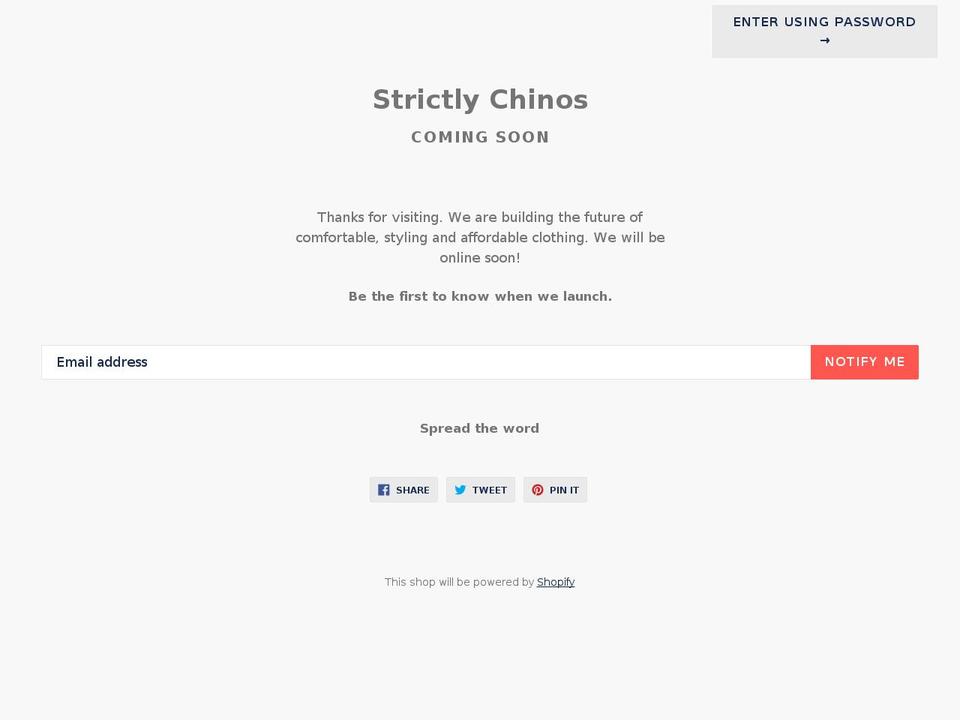 strictlychinos.com shopify website screenshot