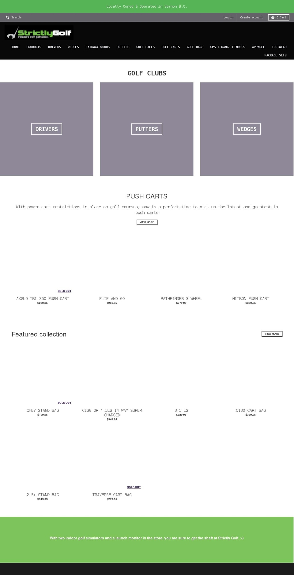 strictlygolfvernon.com shopify website screenshot