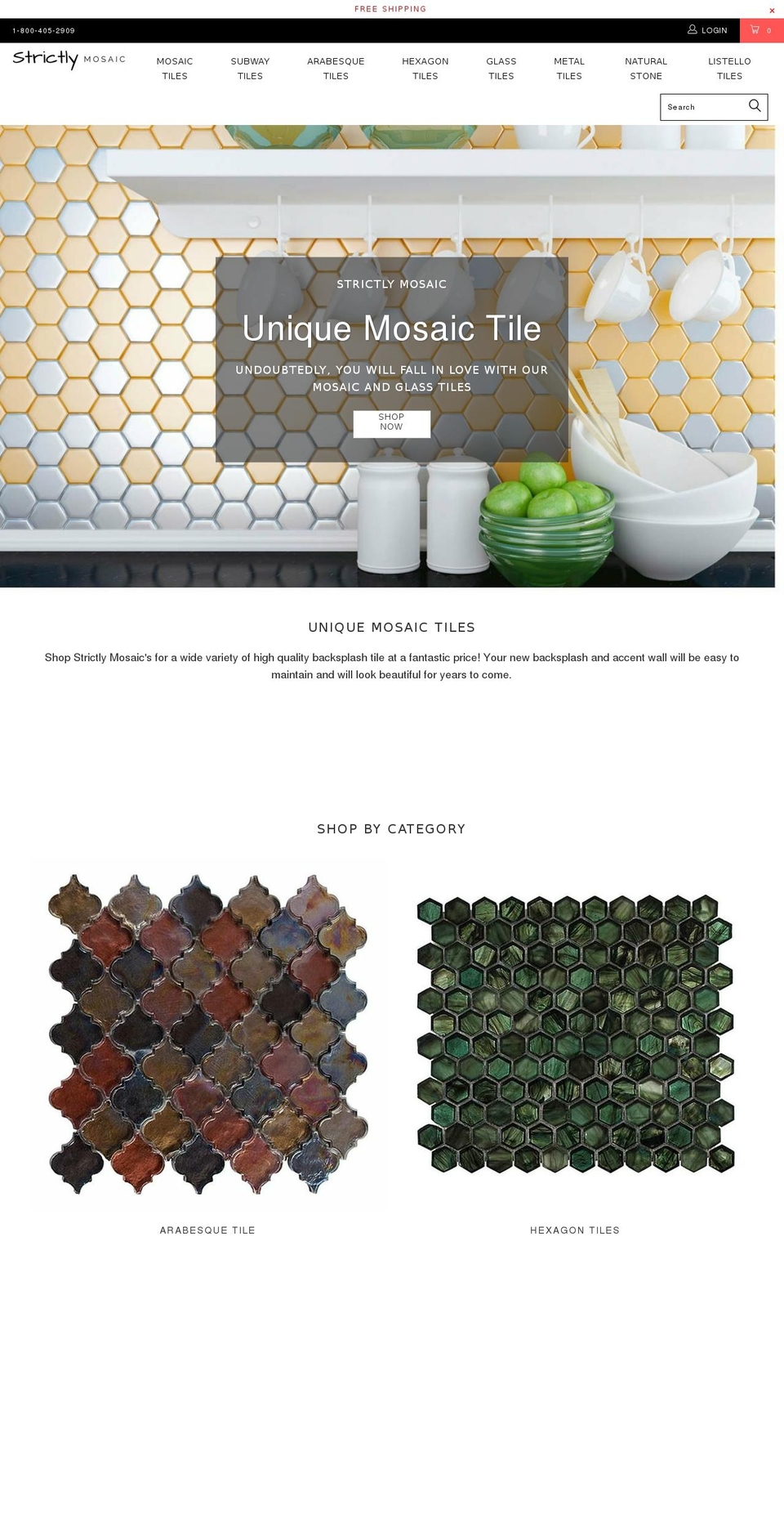 strictlymosaic.com — Shopify storefront screenshot