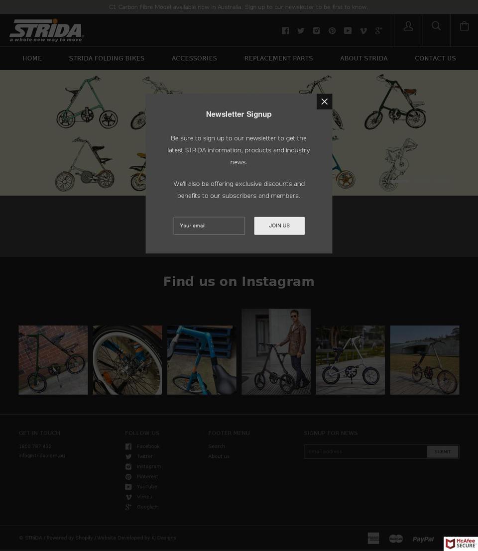 stridaaustralia.com shopify website screenshot