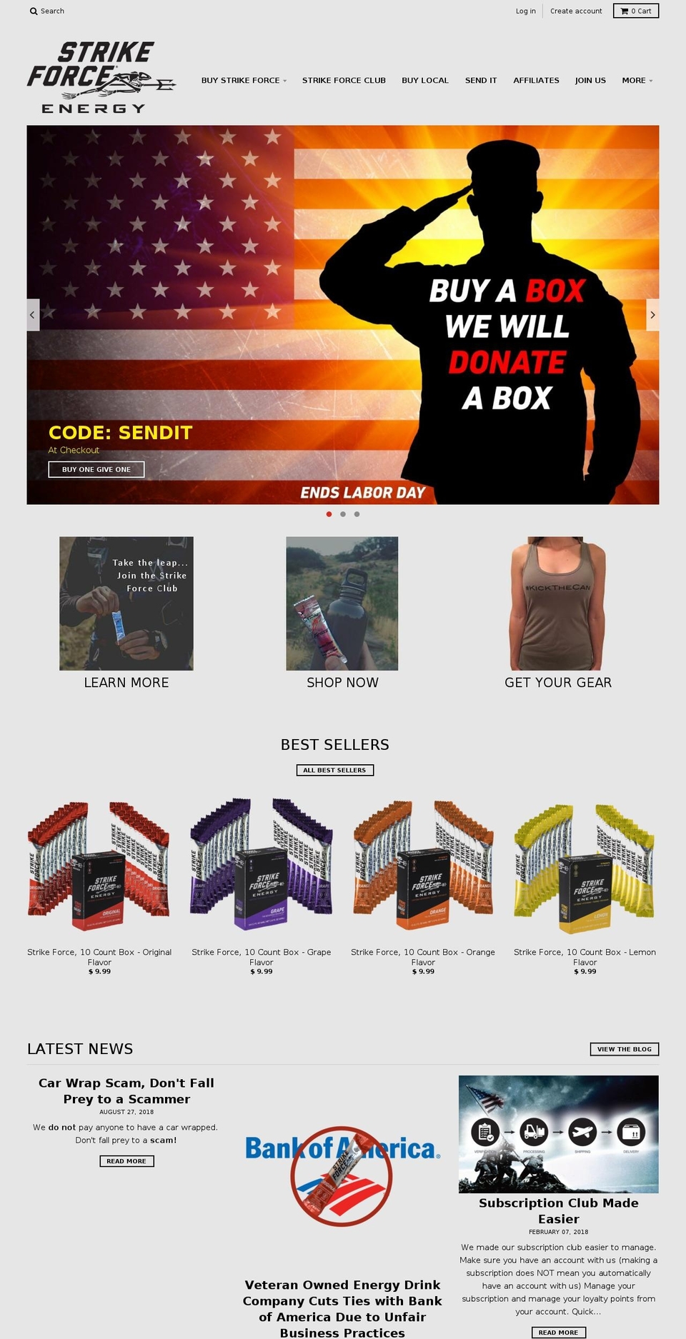 strike-force-beverage.myshopify.com — Shopify storefront screenshot