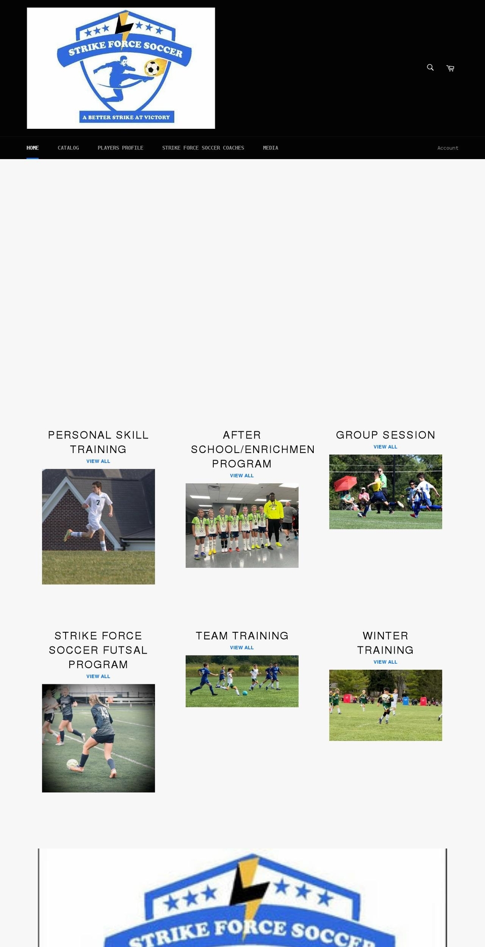 strike-force-soccer.com shopify website screenshot