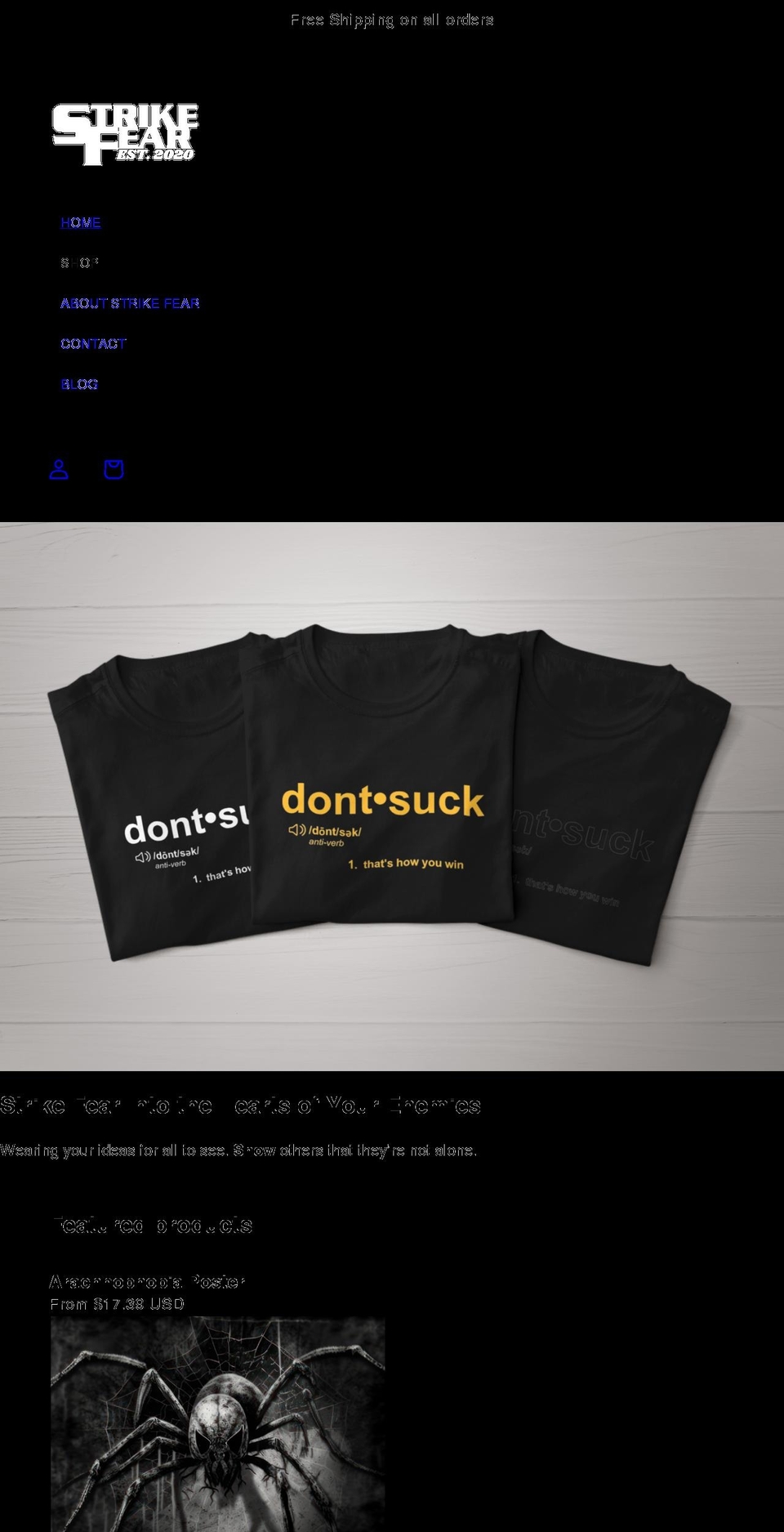strikefear.net shopify website screenshot